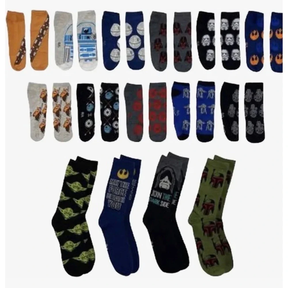 Star Wars 15 Day of Socks Advent Calendar Gift Set 15-Pack 4 crew 11 low cut NIB